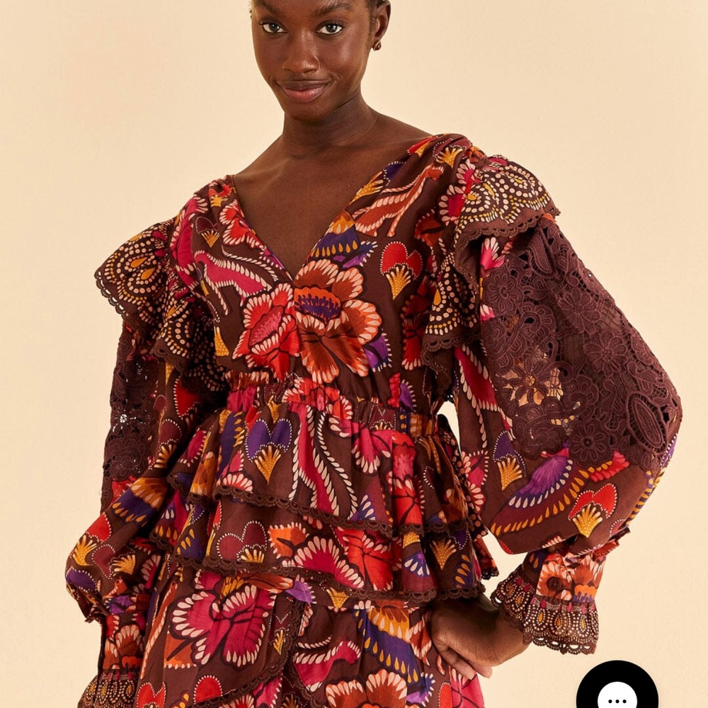 Farm Rio Bright Flora V-Neck Top